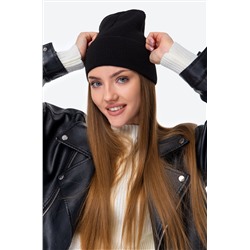 Вязаная шапка в рубчик с отворотом Happyfox