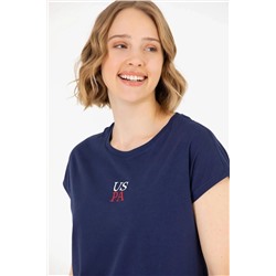 U.S. Polo Assn., Kadın Lacivert Bisiklet Yaka Tişört