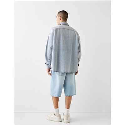 Long sleeve oversize denim shirt