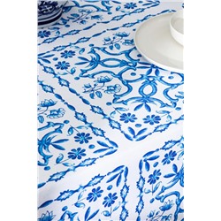 Ligny Masa Örtüsü - 150x150 cm - Mavi/Bej
