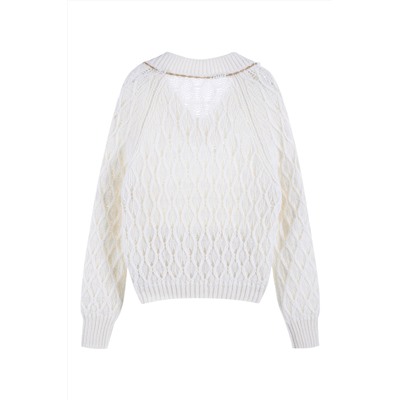 Jersey de lana, mohair y alpaca Blanco