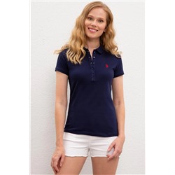 Kadın Lacivert Basic Polo Yaka Tişört