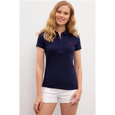 Kadın Lacivert Basic Polo Yaka Tişört