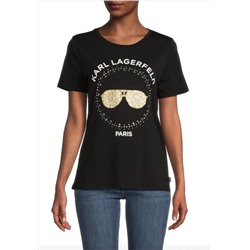 KARL LAGERFELD PARIS Embellished Sunglasses T-Shirt