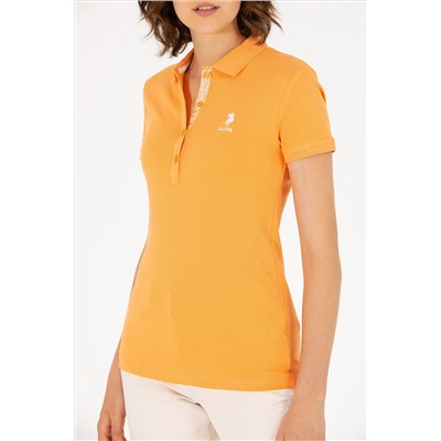 Kadın Turuncu Basic Polo Yaka Tişört