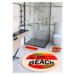 Ardizayn Miami, Organik Pamuk Taban, Yuvarlak Banyo Halısı (100X100-60X60-40X60 CM 3'LÜ SET) ARB8059
