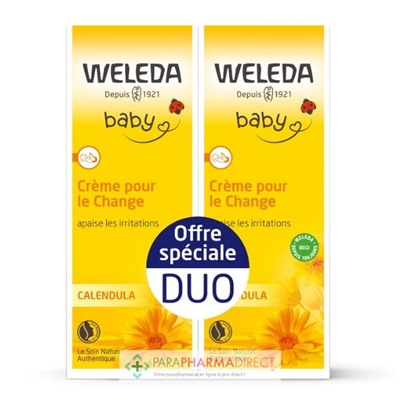 Weleda Baby - Calendula - Crème pour le Change - BIO - LOT de 2x75ml