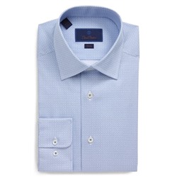 David Donahue Geo Print Trim Fit Dress Shirt
