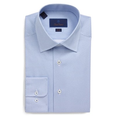 David Donahue Geo Print Trim Fit Dress Shirt