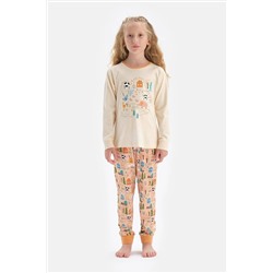 Dagi Somon Bisiklet Yaka Uzun Kol Pijama Takım 22WG17279BB_SOM