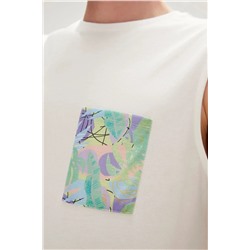 Bad Bear, Monstera Tank-top Off-white Beyaz Desenli Erkek Atlet