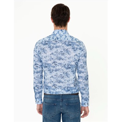Mavi Slim Fit Uzun Kollu Gömlek