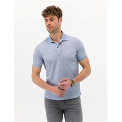 Mavi Slim Fit Dokulu Polo Yaka Tişört