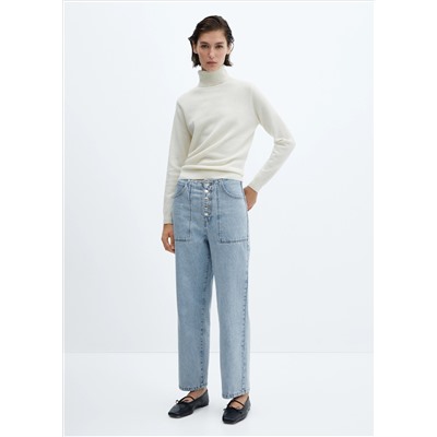 Jeans rectos crop botones