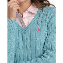 SOFT CABLE V-NECK SWEATER