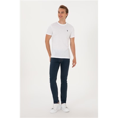 Erkek Regular Fit Bisiklet Yaka Beyaz Basic Tişört