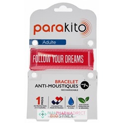 Parakito Bracelet Anti-Moustiques Rechargeable Adulte Good Vibes Fuschia "Follow Your Dreams"