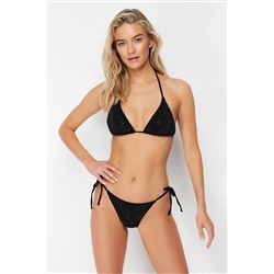 TRENDYOLMİLLA Siyah Üçgen Taşlı Regular Bikini Takımı TBESS24BT00131