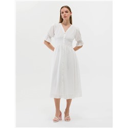 Ekru Regular Fit Dokuma Elbise