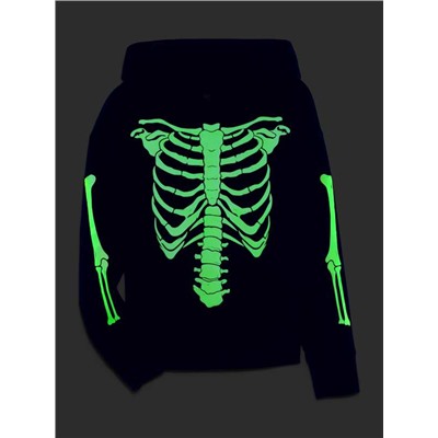 Kids Glow-In-The-Dark Skeleton Pull-On Hoodie