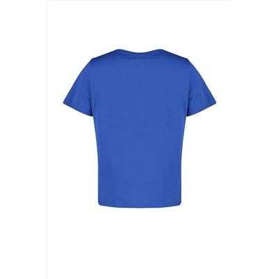 Saks Regular Fit Basic Bisiklet Yaka %100 Pamuk Örme Büyük Beden T-Shirt TBBSS22TS0733