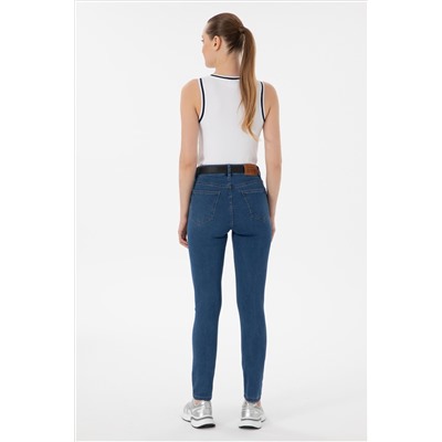 Kadın Mavi Toothpick Fit Jean Pantolon