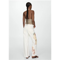 Jeans rectos parches flores