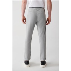 Açık Gri Yandan Cepli Beli Lastikli Bağcıklı Duble Paça Relaxed Fit Rahat Kesim Jogger Pantolon