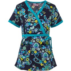 koi Scrubs Scandinavian Paisley Mock Wrap Top