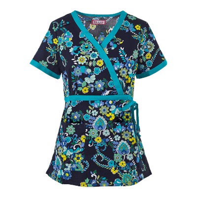koi Scrubs Scandinavian Paisley Mock Wrap Top