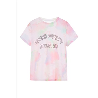 Camiseta tie-dye Crudo y rosa