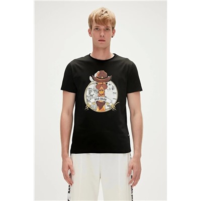 Bad Bear, Giraffe 0 Yaka Erkek Tshirt - Siyah