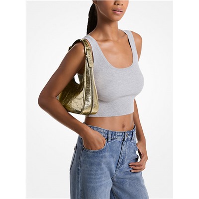 Nolita Small Metallic Crackled Leather Hobo Shoulder Bag