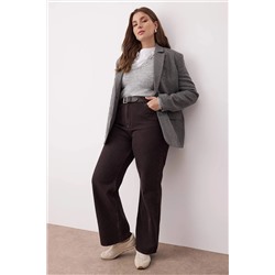 Kahverengi Yüksek Bel Geniş Paça Büyük Beden Wide Leg Jeans TBBSS22JE0211