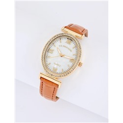 LADIES BROWN EMBOSSED STRAP WATCH