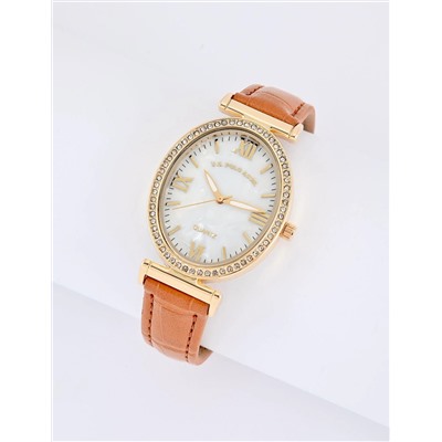 LADIES BROWN EMBOSSED STRAP WATCH