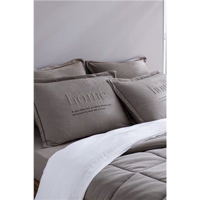 Bobigny Çift Kişilik Pamuklu SuperSoft Comforter Set - Antrasit