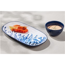 Набор, 2 пр, блюдо/салатник, керамика К, белое/синий, Синие кораллы, Blue Coral, 63289