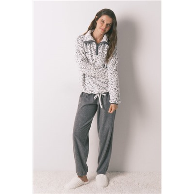 Pijama largo polar animal print