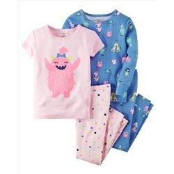 4-Piece Snug Fit Glow-In-The-Dark Cotton PJS
