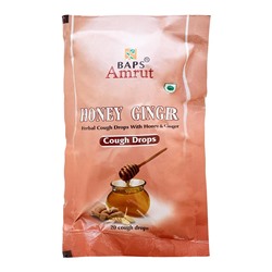 BAPS AMRUT Honey &amp; Ginger Cough Drops Леденцы от кашля Мед &amp; Имбирь 20шт