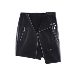 Minifalda de piel de talle alto Negro
