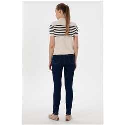 Kadın Koyu Mavi Toothpick Fit Jean Pantolon