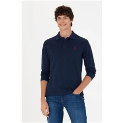 Erkek Lacivert Basic Polo Yaka Sweatshirt