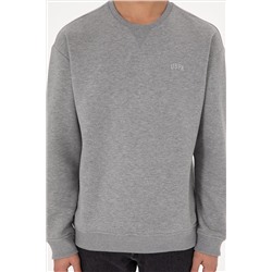 Erkek Gri Melanj Basic Sweatshirt