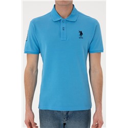 Erkek Slim Fit Polo Yaka Turkuaz Basic Tişört