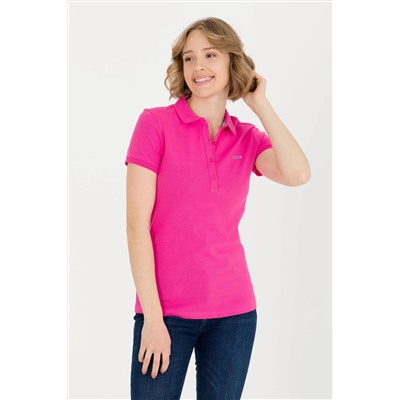 Kadın Fuşya Basic Polo Yaka Tişört