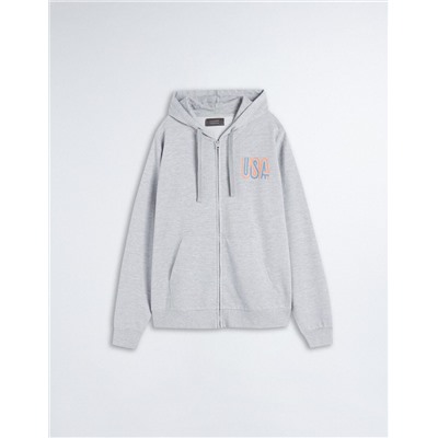 Hooded Fleece Jacket, Men, Light Grey