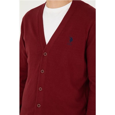 Erkek Bordo Basic Triko Hırka
