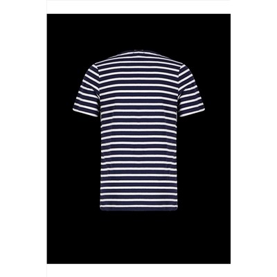 Lee Cooper Davies Erkek Bisiklet Yaka T-shirt Lacivert Çizgili 222 LCM 242045